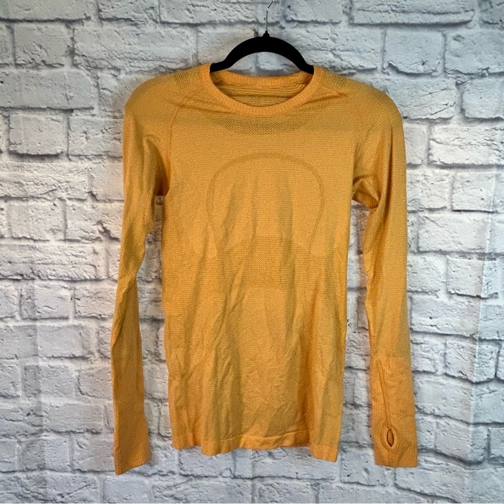 Lululemon Orange Long Sleeve Exercise Shirt